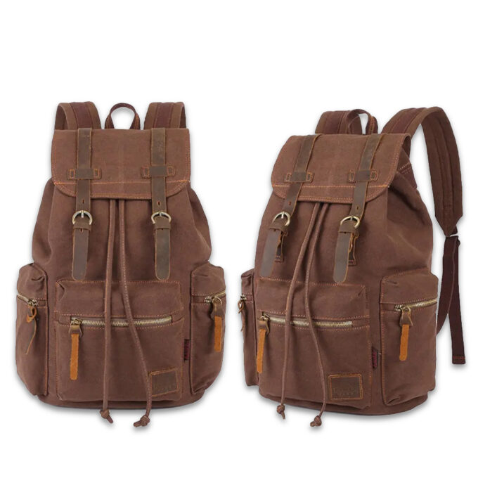 16 inch Canvas Retro Fashion Casual Backpack For Travel Camping Hiking