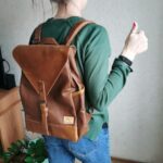 16.5 inch PU Leather Retro Schoolbag Backpack For Teenagers photo review