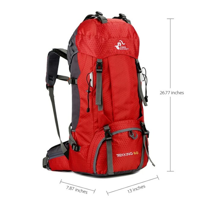 60L 26 inch Nylon Camping Hiking Backpacks For Climbing Travelling With Rain Cover