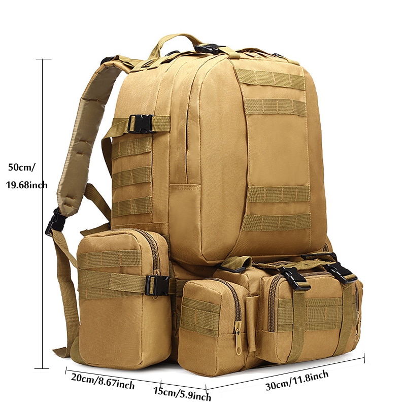 50L Military Tactical Molle Backpack Four In One For Camping