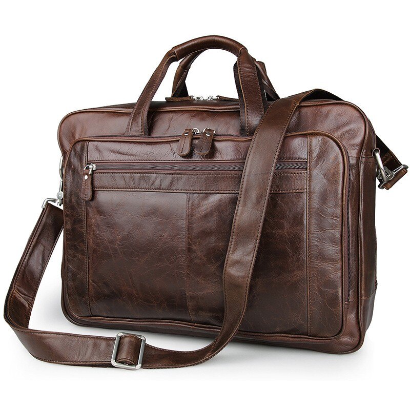 Business Briefcase Laptop Bag 17 inch Men's Genuine Leather