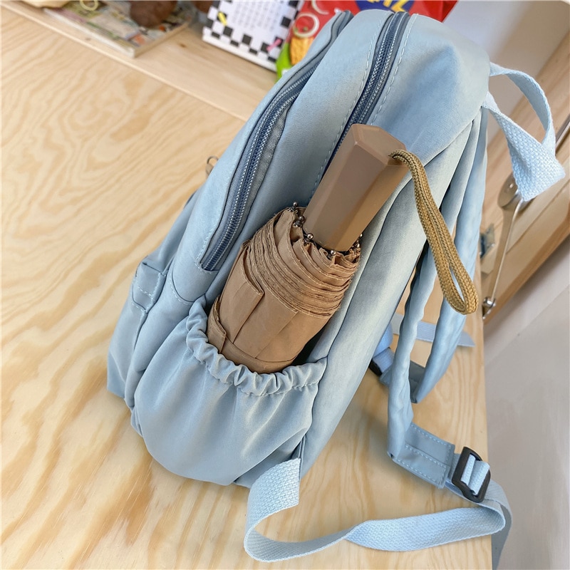 11 Inch Women School Backpacks For Girls Solid Color Waterproof Nylon