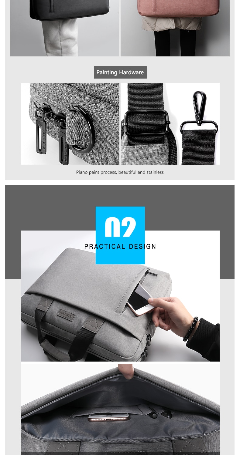 Laptop Briefcase Bag, Solid Color, 13.3/14/15.6/17.3 Inch
