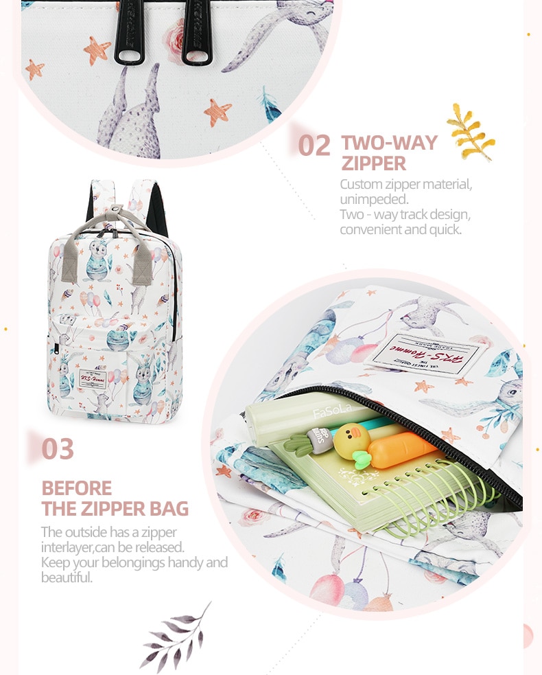 15/16 Inch Cute Fashionable School Backpacks Cat Printing Waterproof
