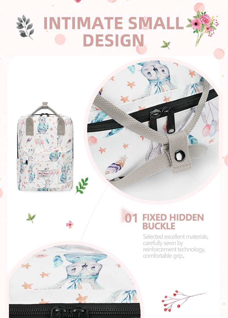 15/16 Inch Cute Fashionable School Backpacks Cat Printing Waterproof