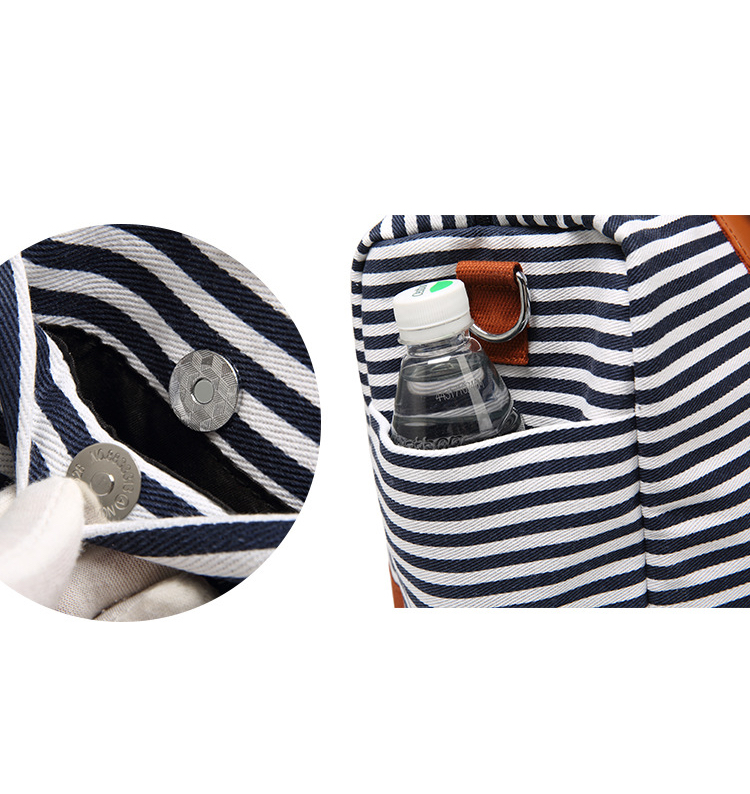 25L Women Portable Shoulder Bag, Striped Canvas, Travel Gym
