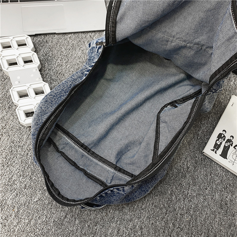 14.6 Inch Durable Denim Unisex School Backpack