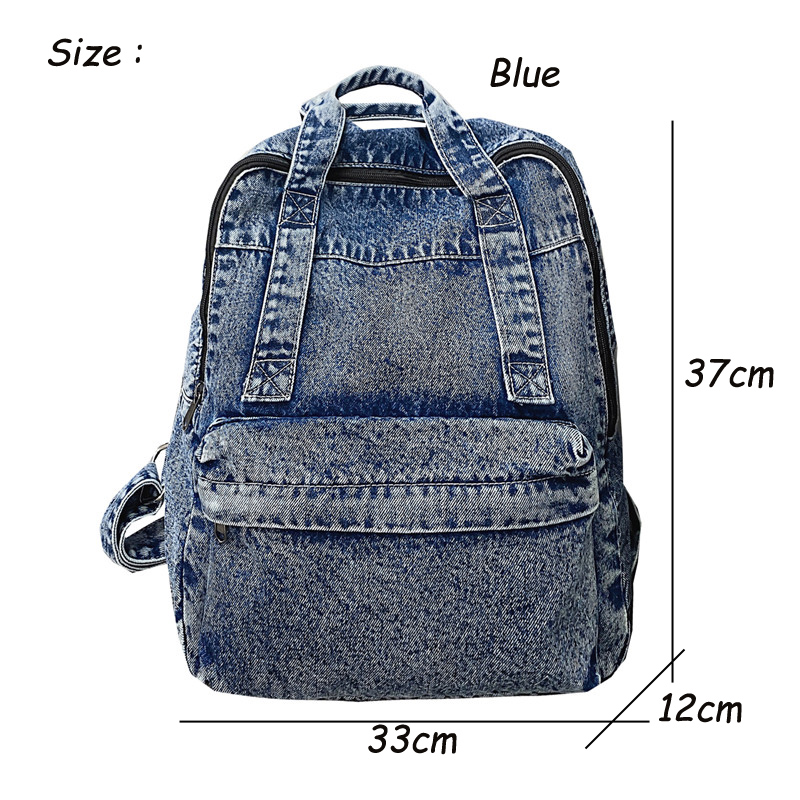 14.6 Inch Durable Denim Unisex School Backpack