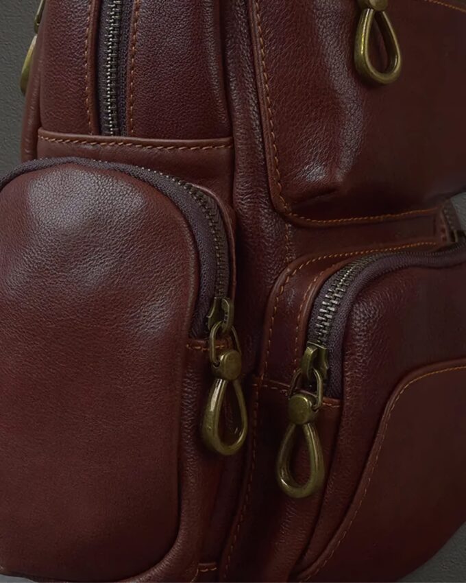 Pndme Vintage Designer Luxury Genuine Leather Men Multifunctional Small Backpack Organizer Outdoor Real Cowhide Crossbody Bag