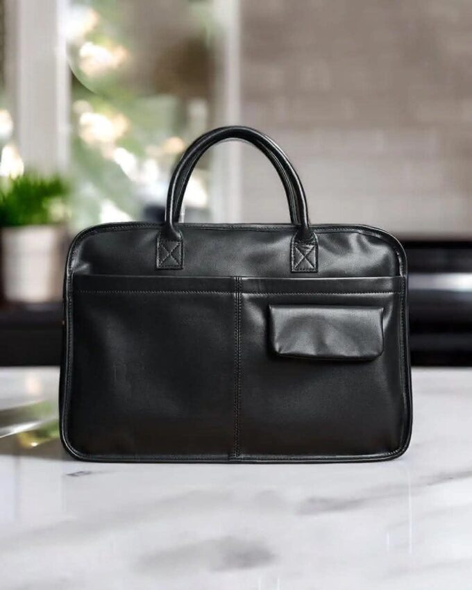 16.9-Inch Genuine Leather Men'S Satchels Briefcase Bag For 15.6 Inch Laptop