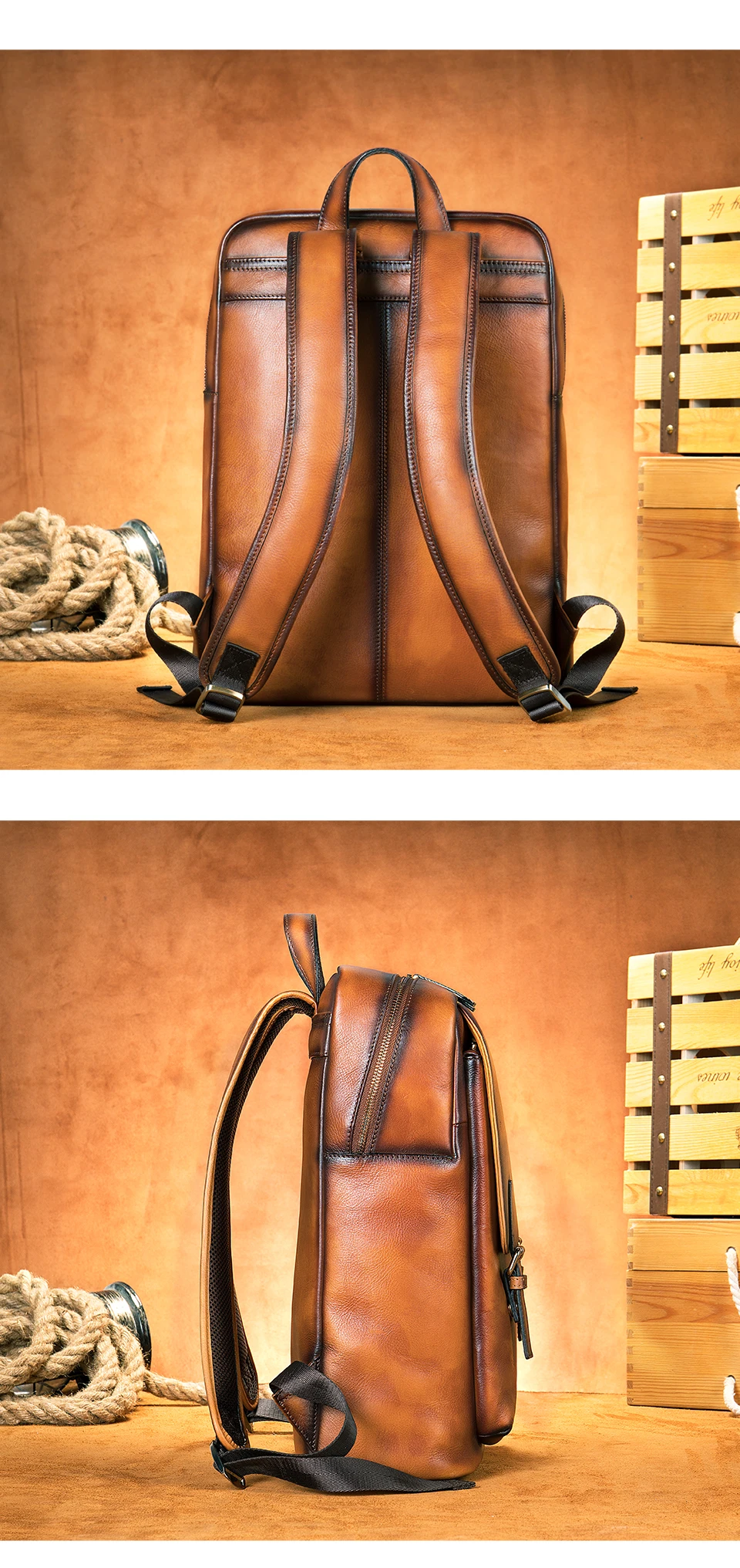 Spacious &Amp; Functional Unisex Leather Backpack - Vintage Style