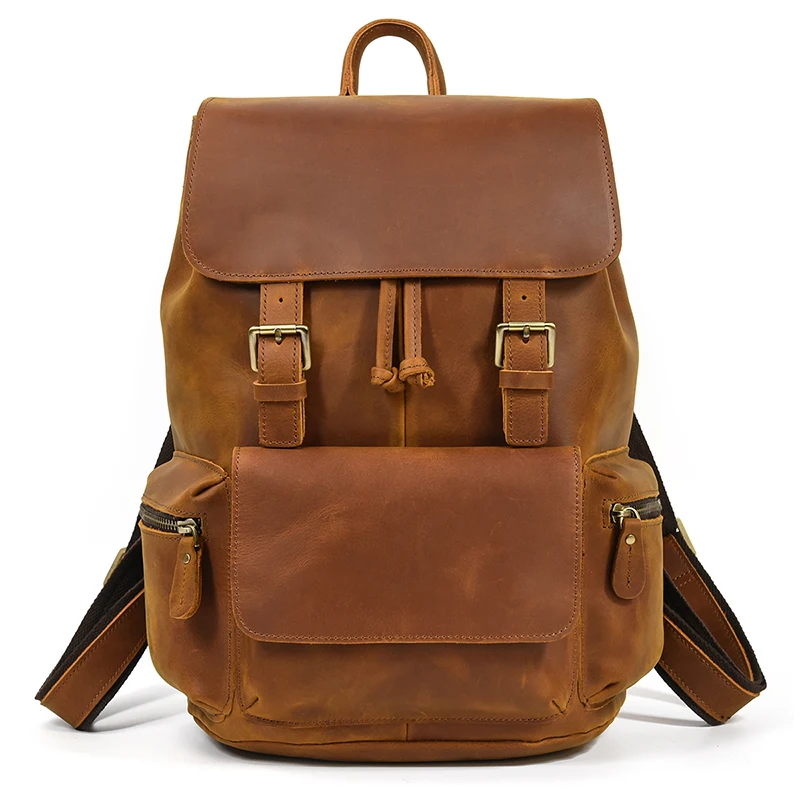 Handcraft 15.7 Inch Vintage Cowhide Leather Backpack (Fits 15.4 Inch Laptop)