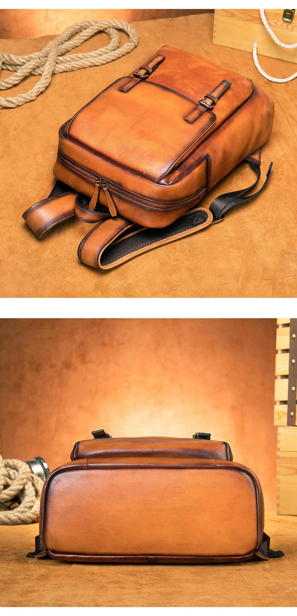 Spacious &Amp; Functional Unisex Leather Backpack - Vintage Style