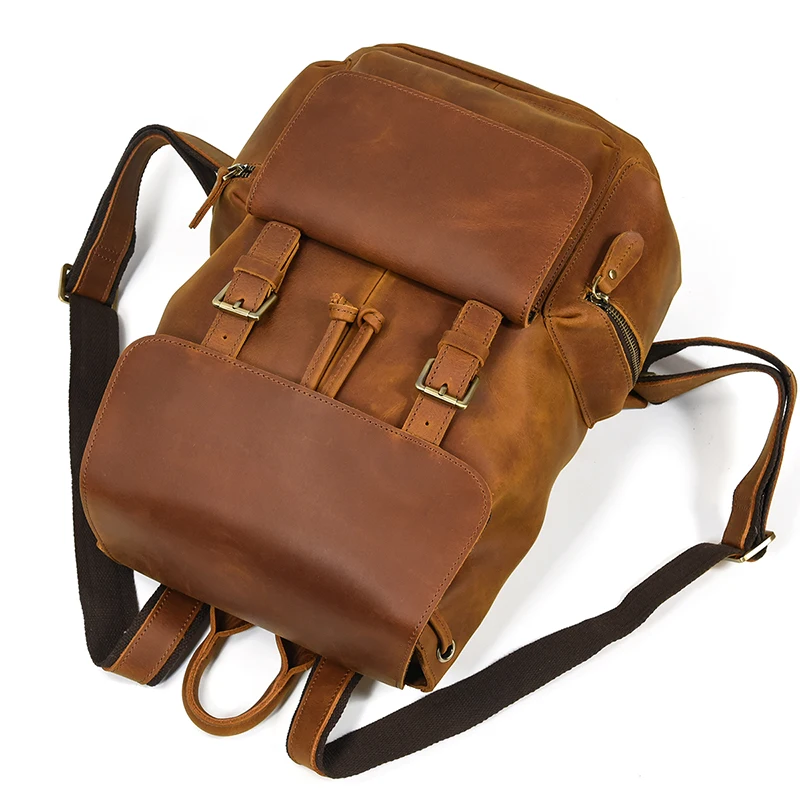 Handcraft 15.7 Inch Vintage Cowhide Leather Backpack (Fits 15.4 Inch Laptop)