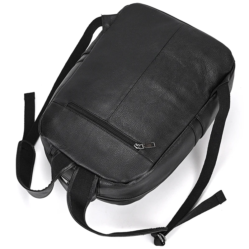 16.5 Inch Cowhide Leather Backpack - Fits 15.6 Inch Laptops (Black)