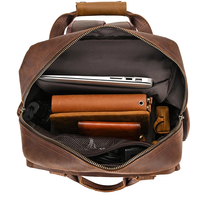 16.9 Inch Waterproof Genuine Leather Photography Dslr Camera Backpack