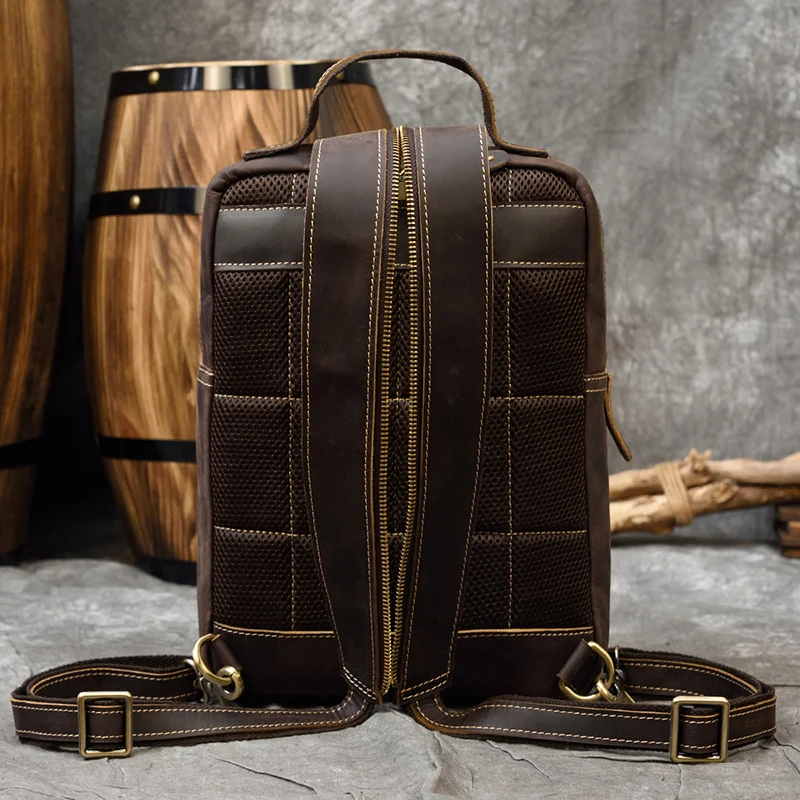 3-In-1 Men'S Leather Convertible Backpack (12.6&Quot; Compatible) - Shoulder &Amp; Chest Bag