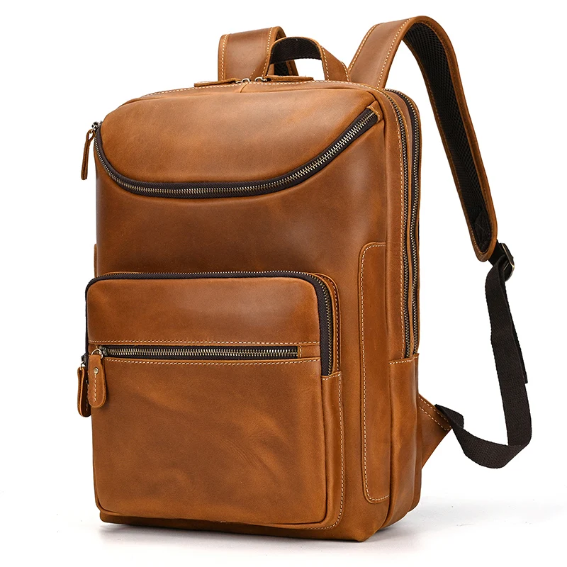 16.5 Inch Top-Covered Vintage Leather Backpack - Fits 15.9 Inch Laptop