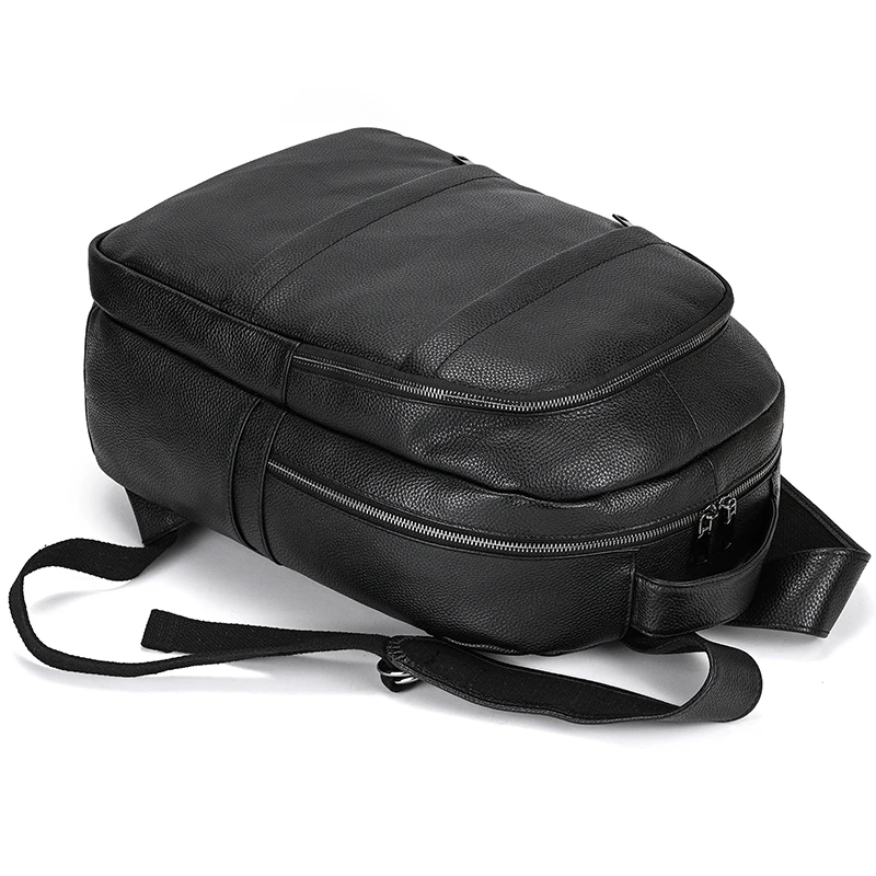 16.5 Inch Cowhide Leather Backpack - Fits 15.6 Inch Laptops (Black)